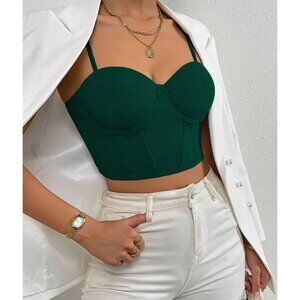 Green Padded Bustier Crop Top Cami Top Sz 4